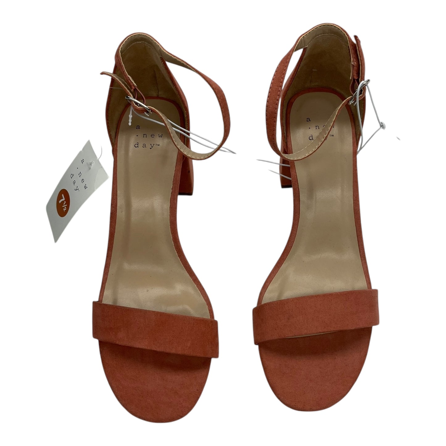 Sandals Heels Block By A New Day In Orange, Size:7.5
