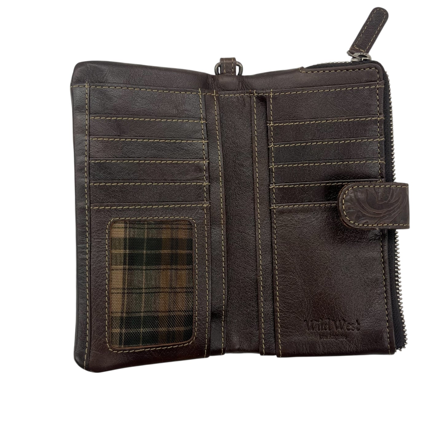 Wallet Leather By Clothes Mentor In Brown, Size:Medium