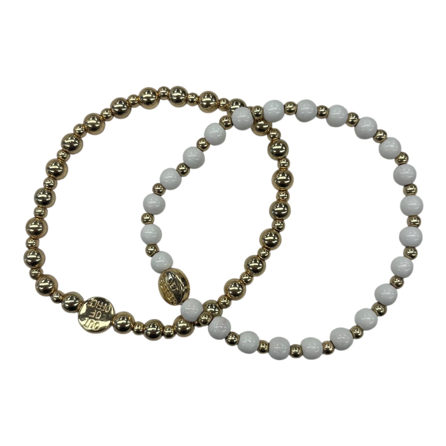 BRACELET SET by CLOTHES MENTOR In GOLD & WHITE, Size: 02 PIECE SET