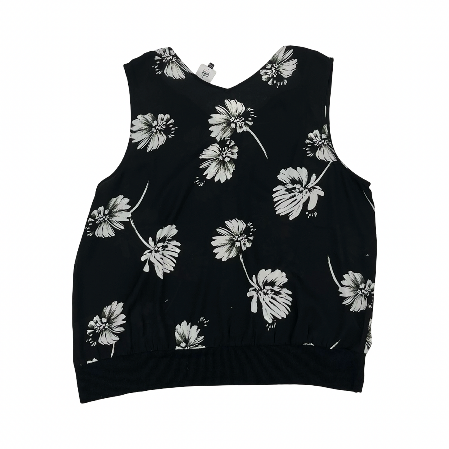 Blouse Sleeveless By Cabi In Black & White, Size:L