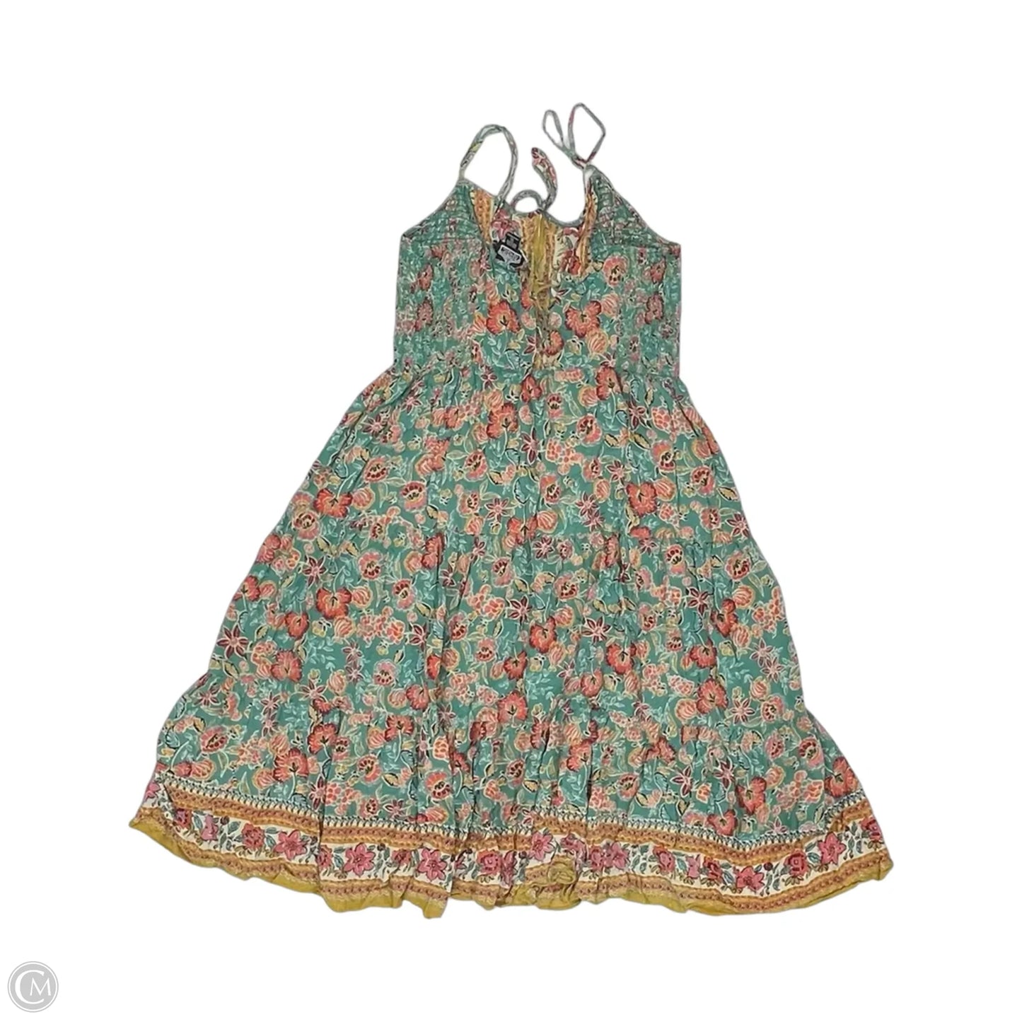 Dress Casual Midi By Angie In Green & Orange, Size: 3x