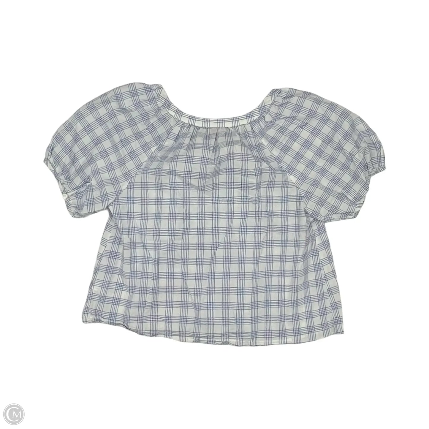 Blouse Short Sleeve By Universal Thread In Blue & White, Size: S