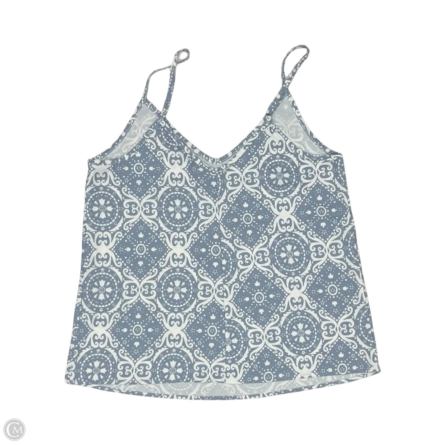 Blouse Sleeveless By Cmf In Blue & Cream, Size: S