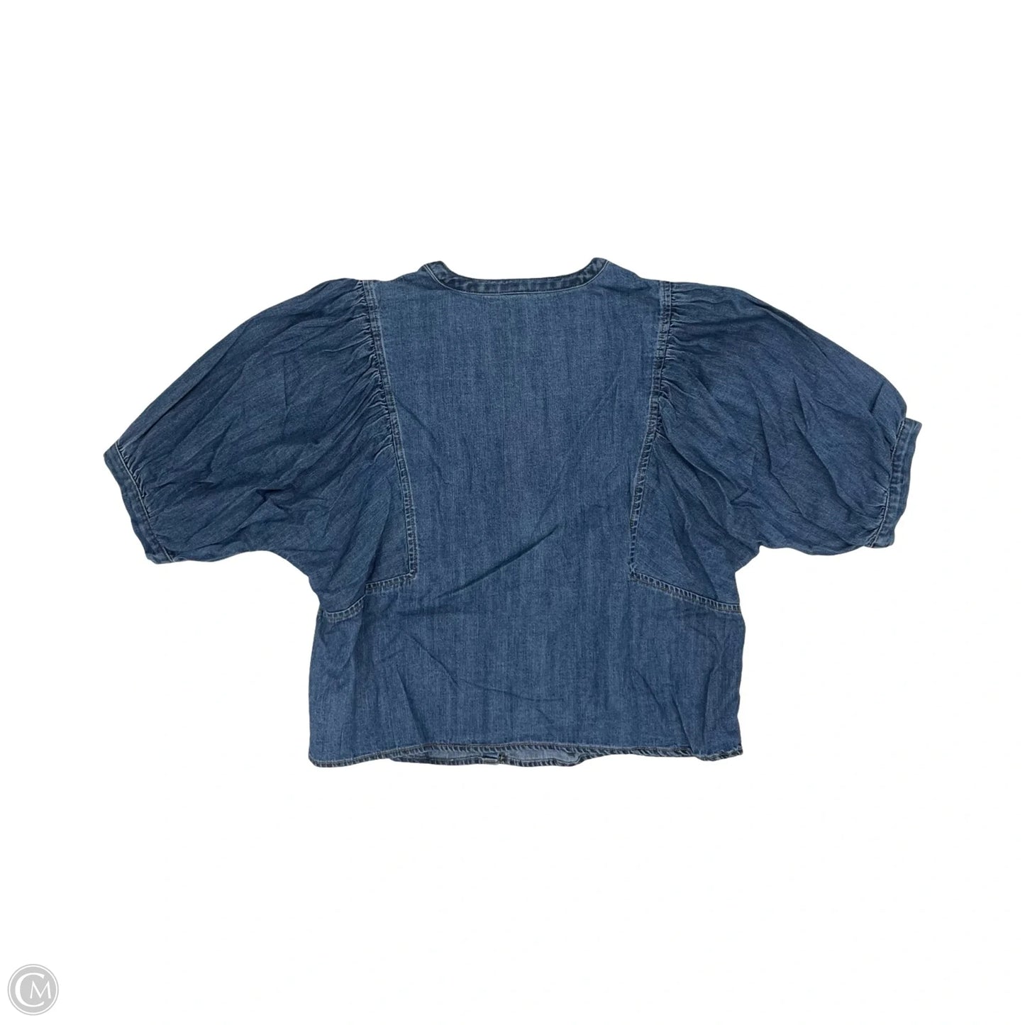 Blouse Short Sleeve By Old Navy In Blue Denim, Size: L