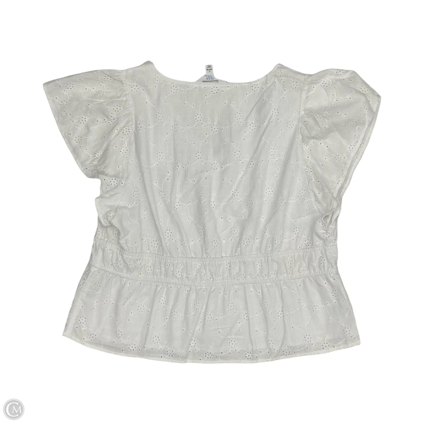 Blouse Short Sleeve By Time And Tru In White, Size: L