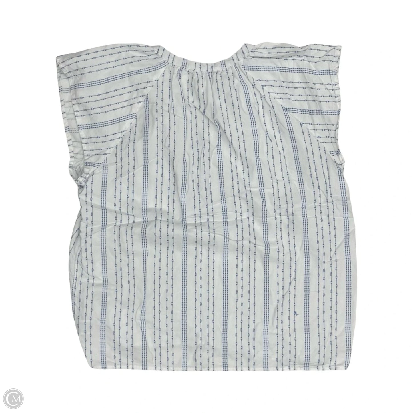Blouse Short Sleeve By Time And Tru In Blue & White, Size: L
