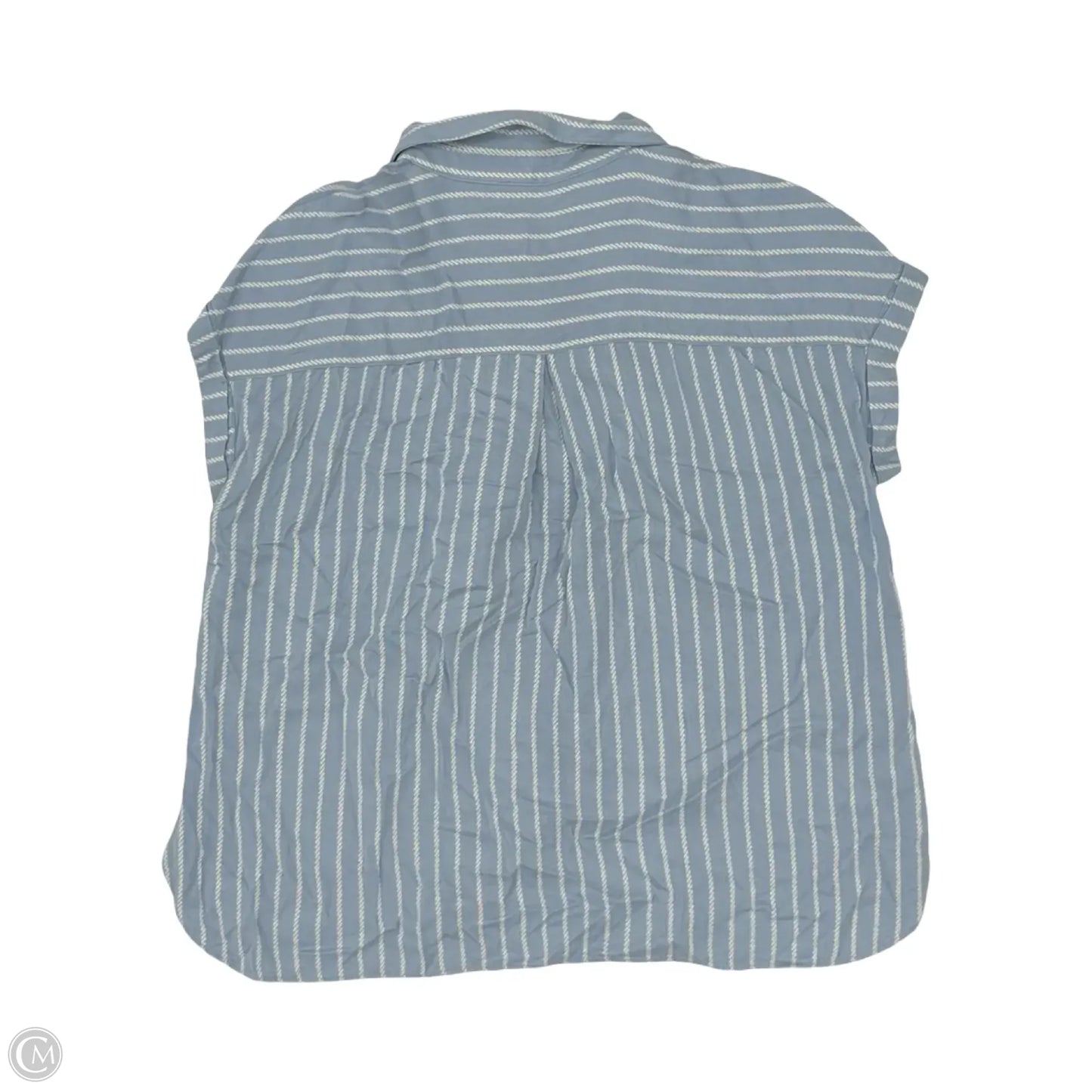 Blouse Short Sleeve By Rose And Olive In Blue & White, Size: M