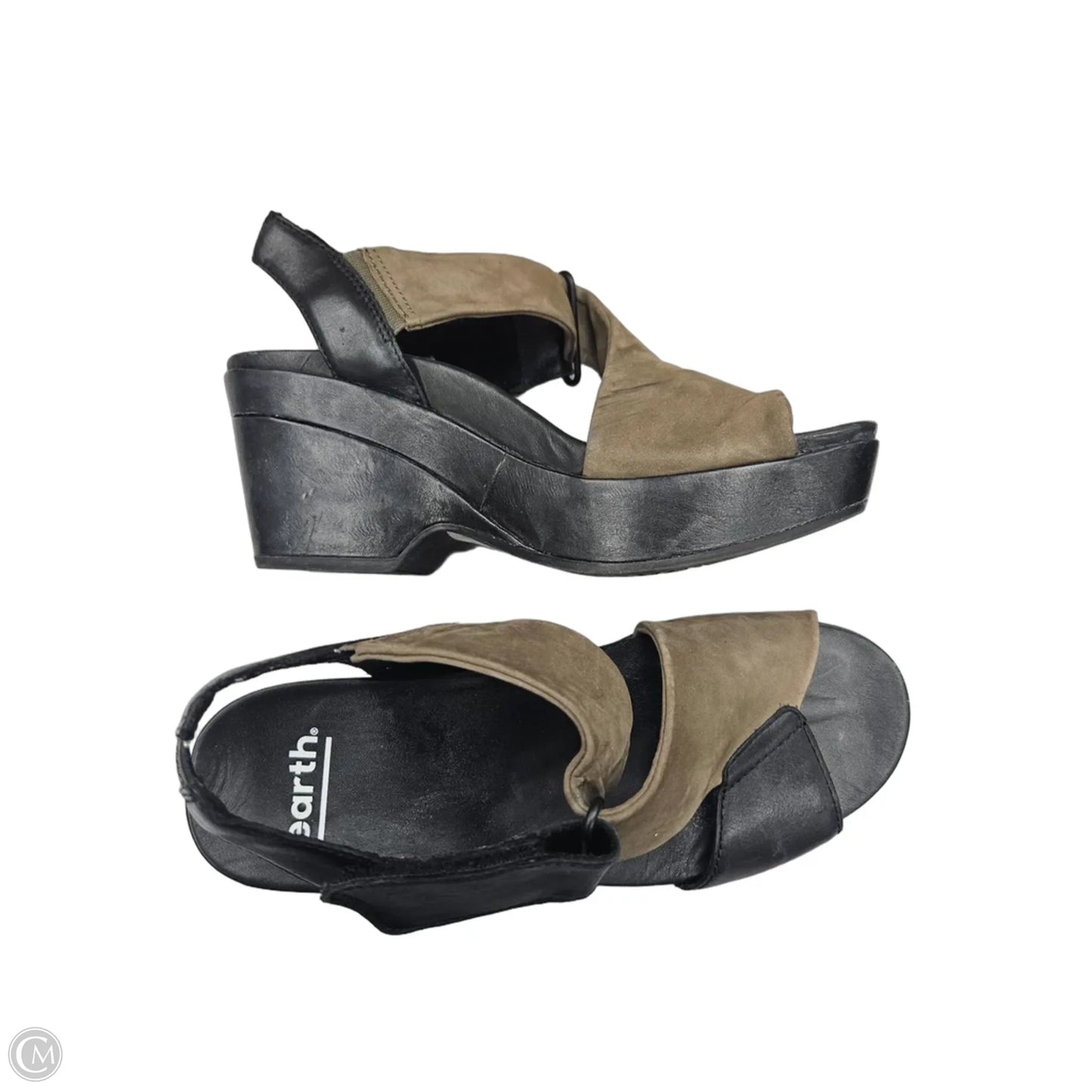 Sandals Heels Block By Earth In Black & Green, Size: 7