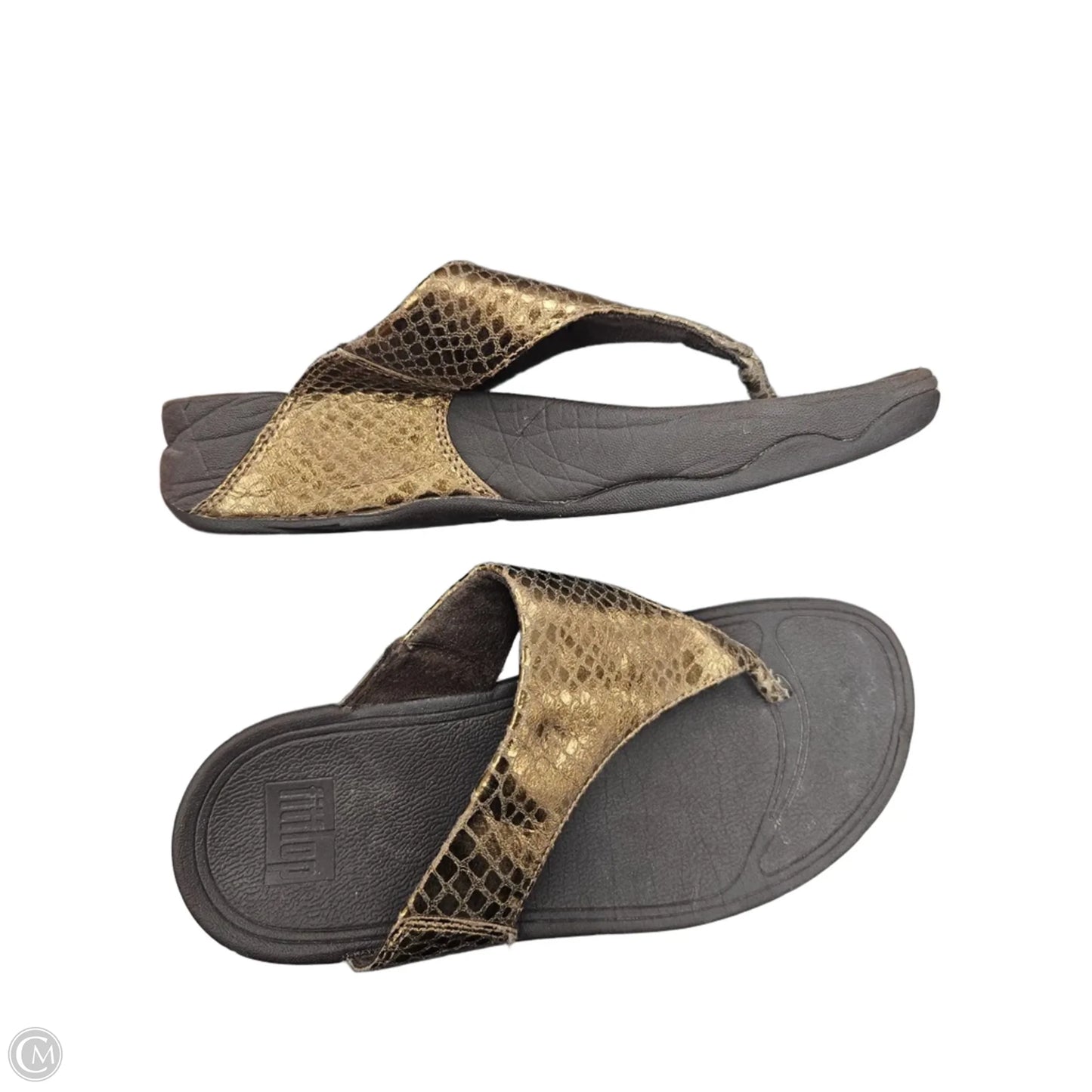 Sandals Flip Flops By Fitflop In Gold, Size: 6