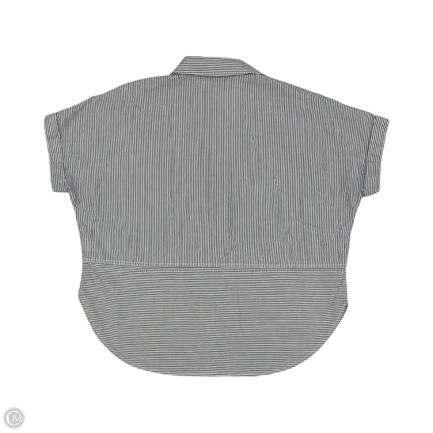 Blouse Short Sleeve By Calvin Klein In Grey & White, Size: S