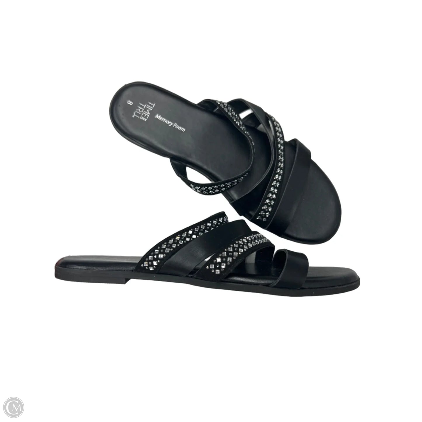 Sandals Flats By Time And Tru In Black, Size: 8