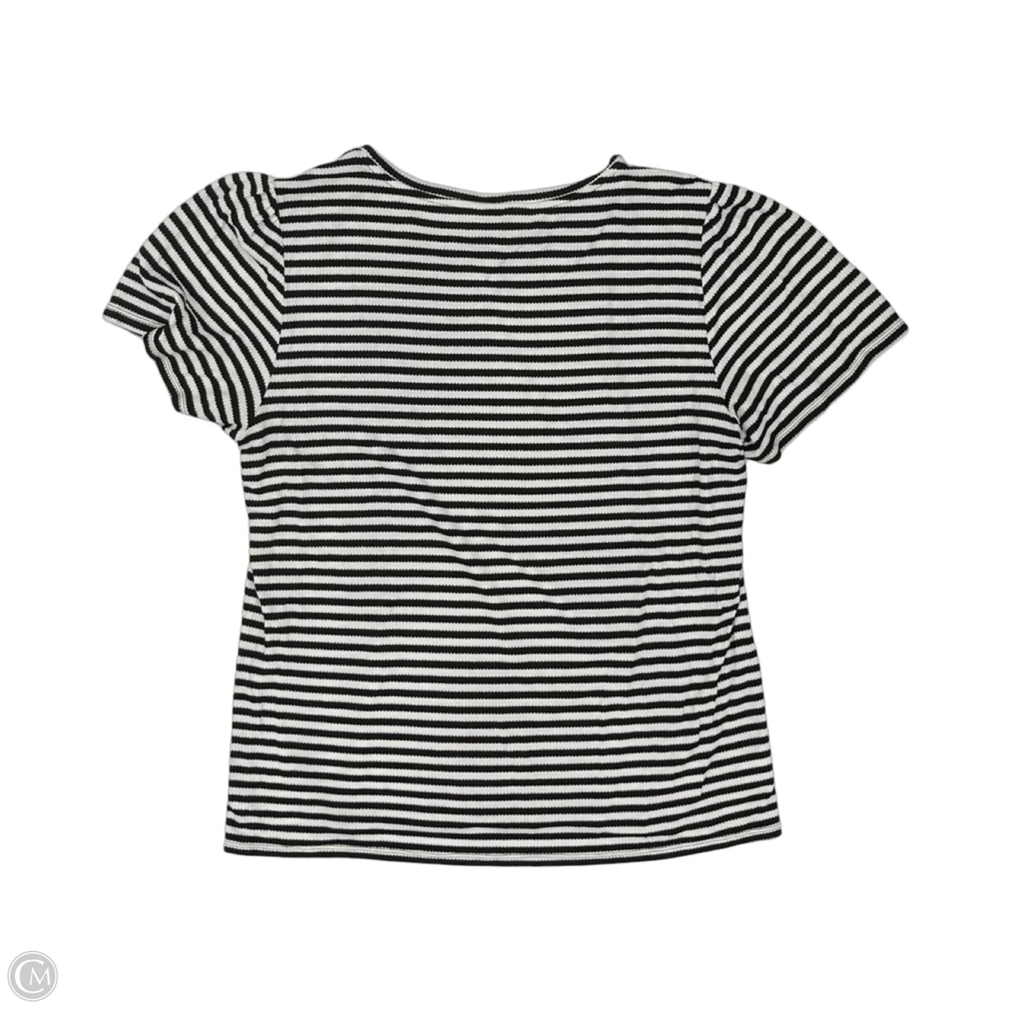 Top Short Sleeve By Ann Taylor In Blue & Cream, Size: Xl
