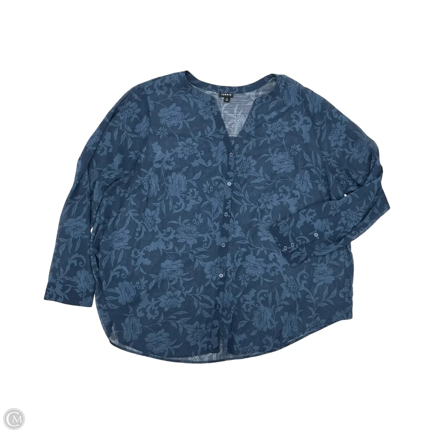 Blouse Long Sleeve By Torrid In Blue, Size: 4x