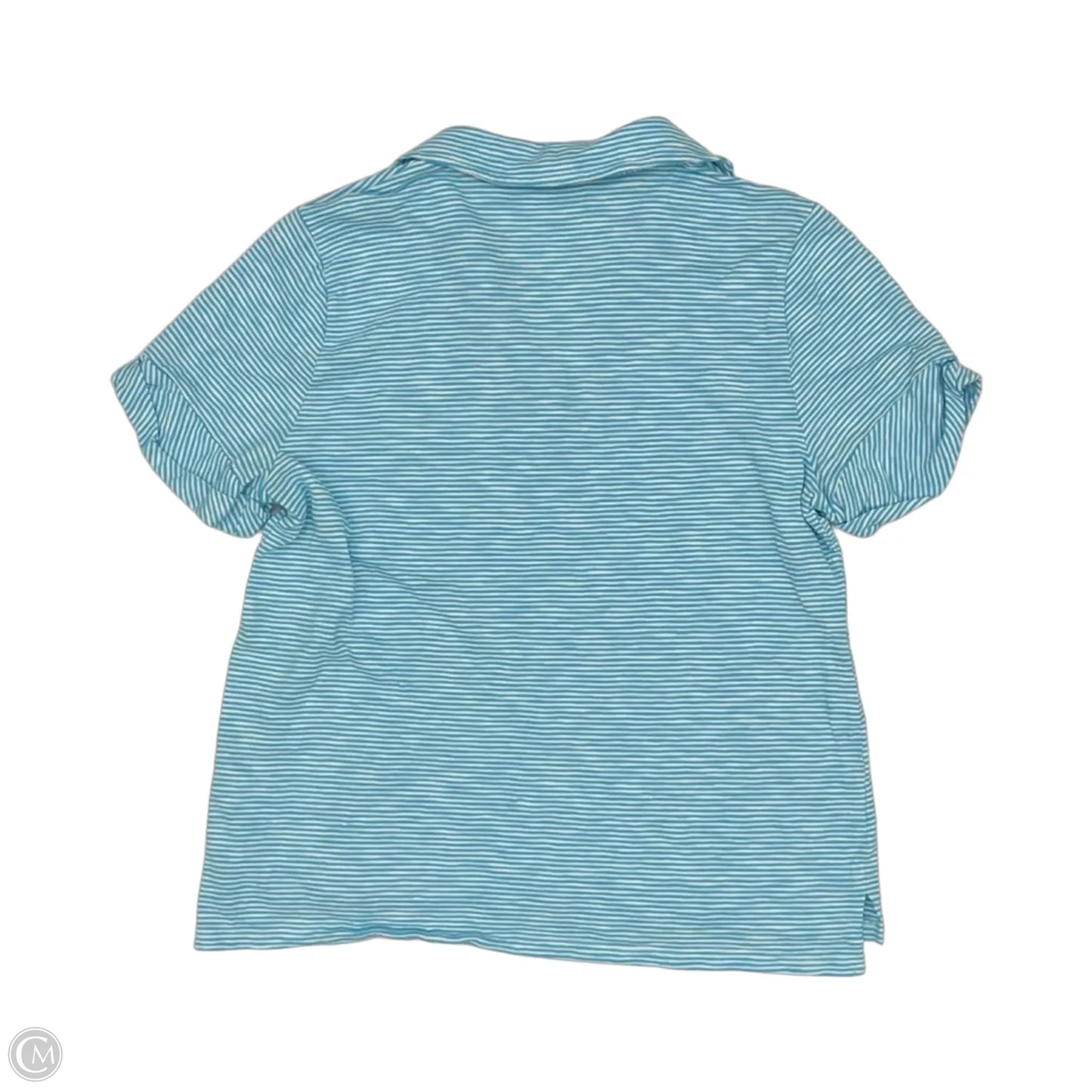 Top Short Sleeve By Talbots In Blue & White, Size: Xl