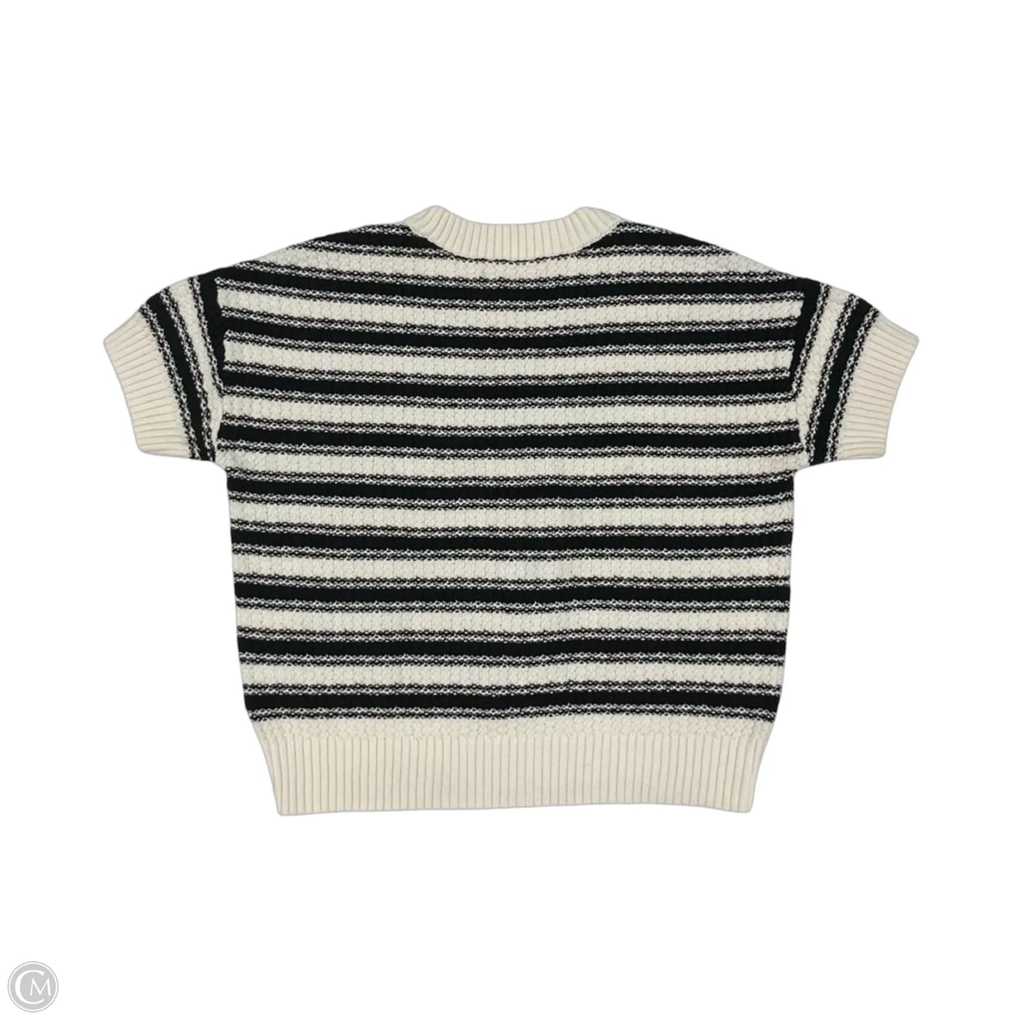 Sweater Short Sleeve By Loft In Black & Cream, Size: S