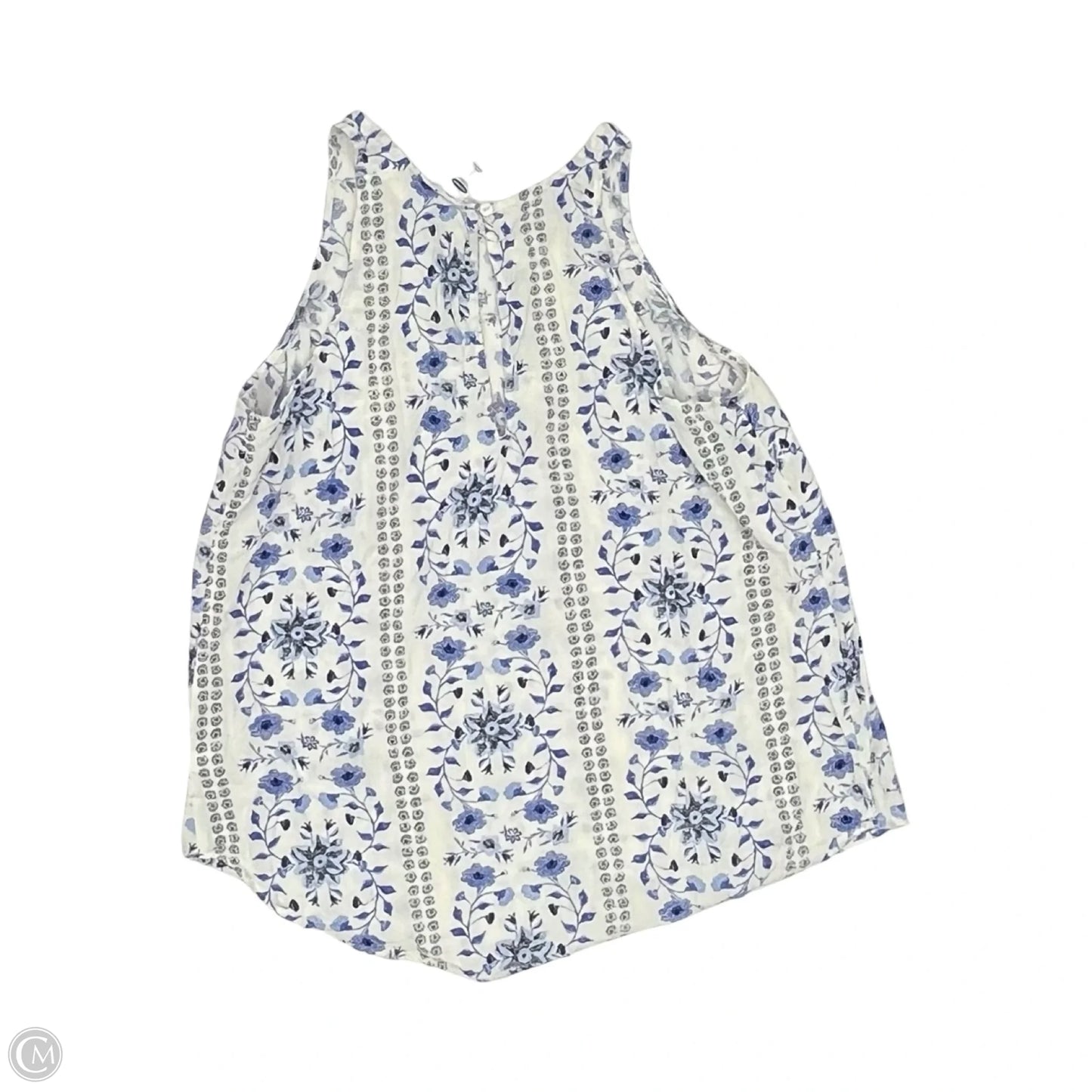 Blouse Sleeveless By Old Navy In Blue & Cream, Size: L