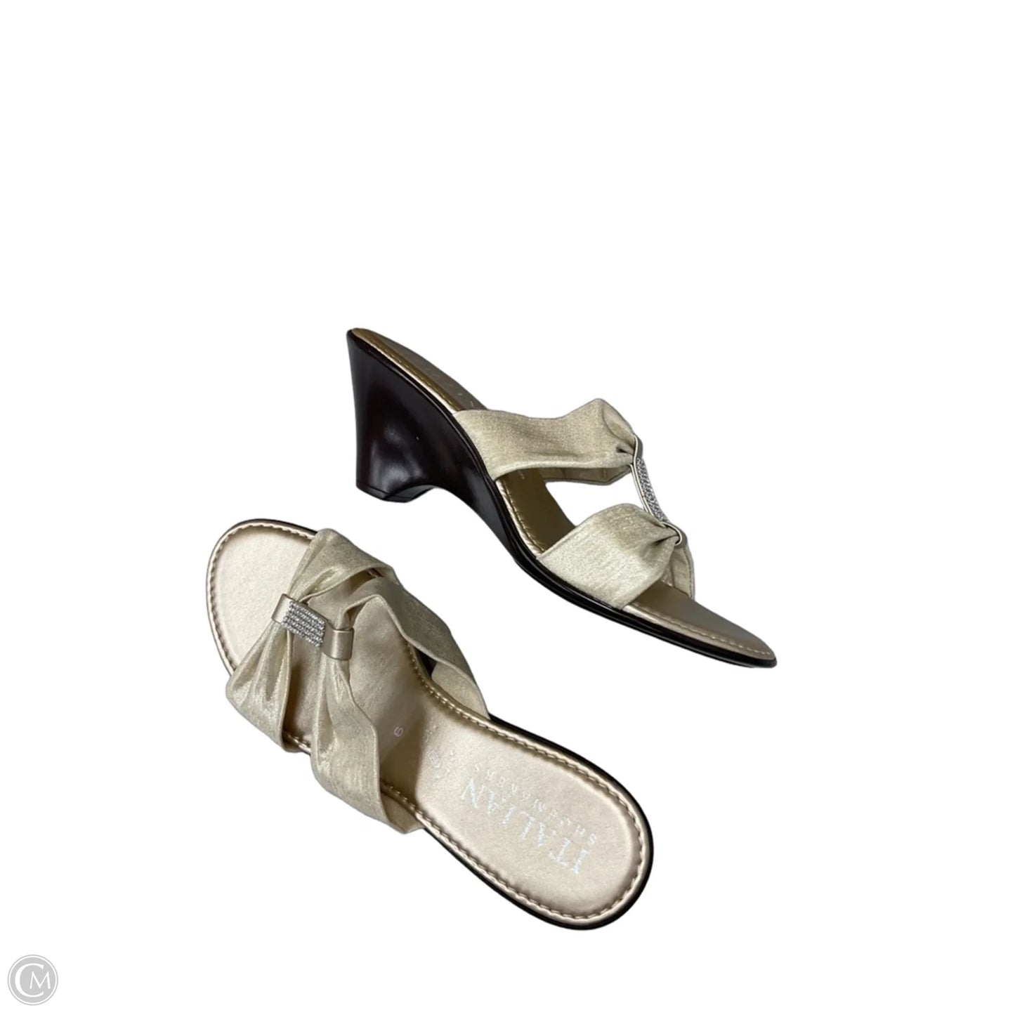 Sandals Heels Block By Italian Shoemakers In Tan, Size: 9