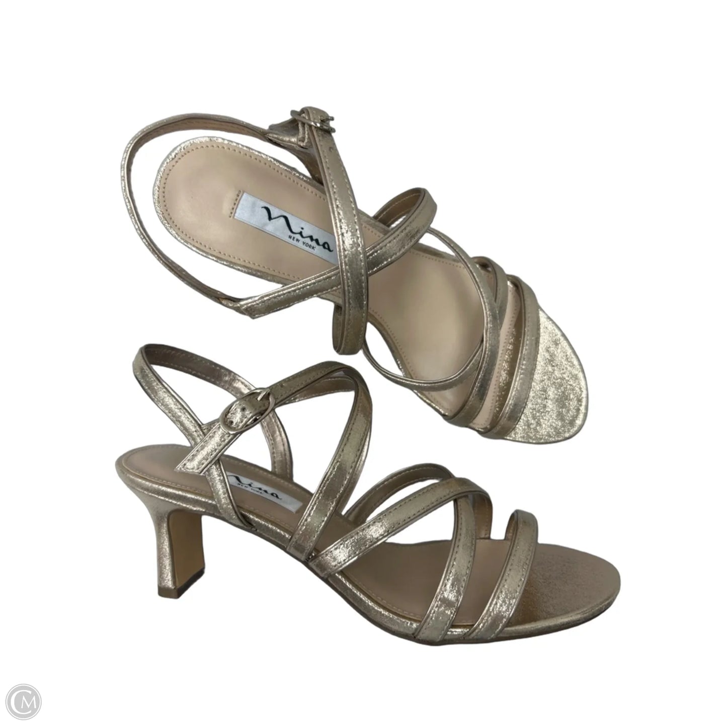 Sandals Heels Kitten By Nina In Gold, Size: 9