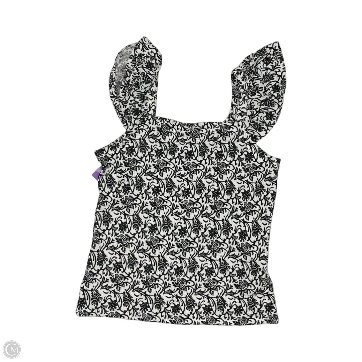 Blouse Short Sleeve By Loft In Black & Cream, Size: S
