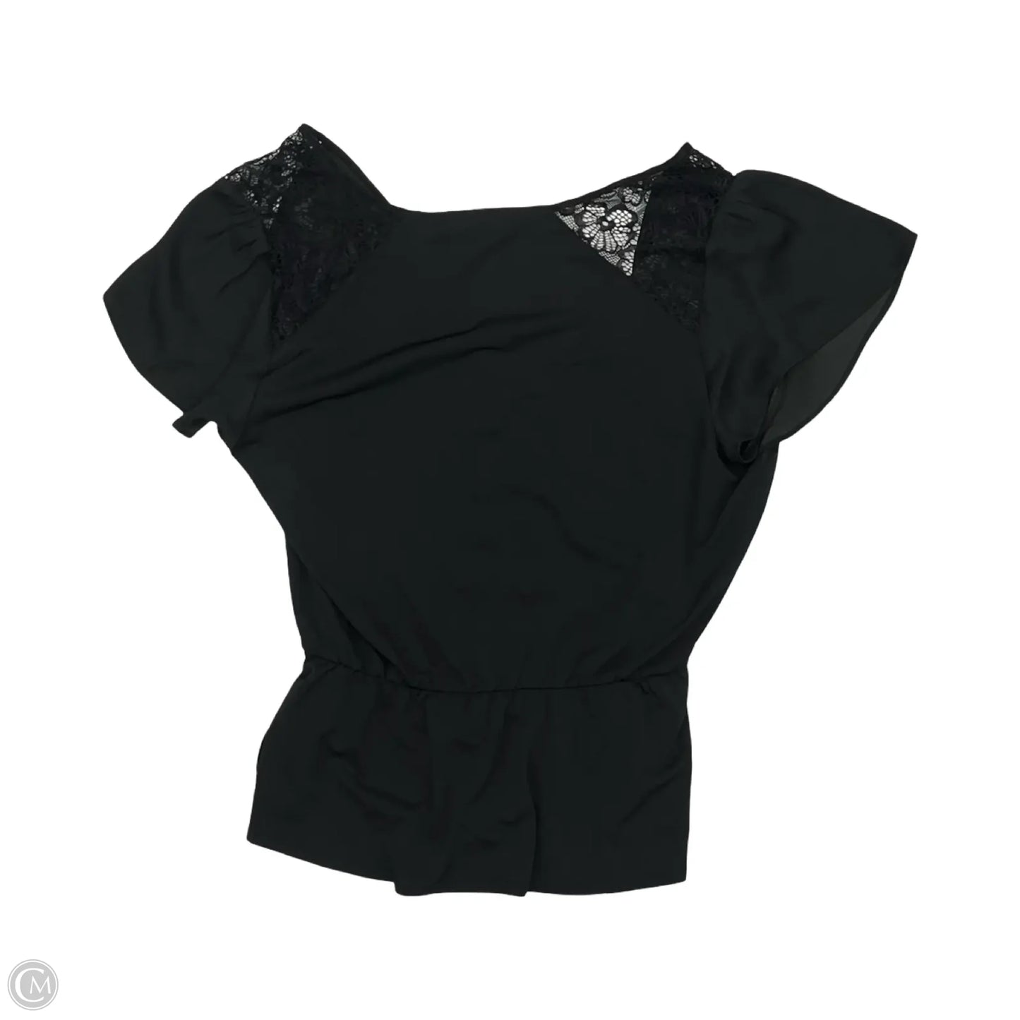 Blouse Short Sleeve By Fortune & Ivy In Black, Size: L