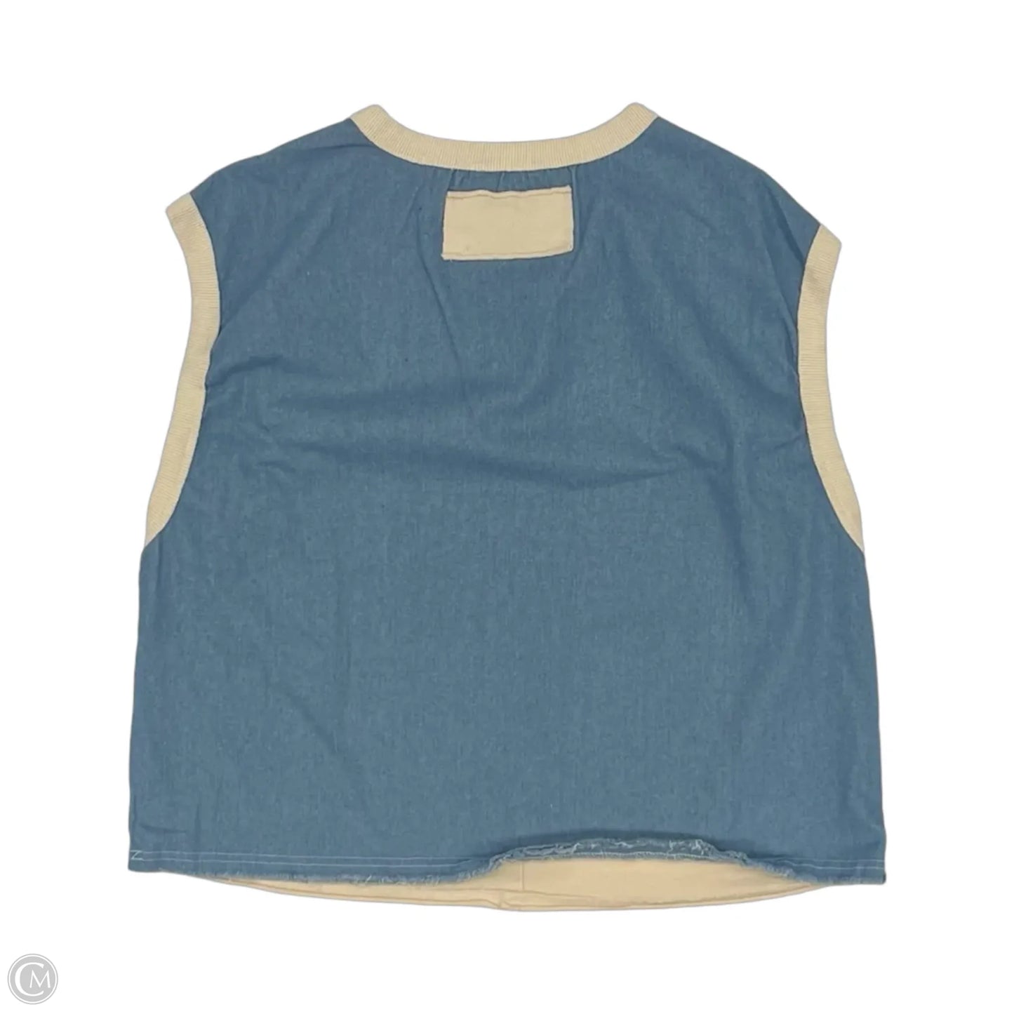 Top Sleeveless By Oddi In Blue & Cream, Size: M