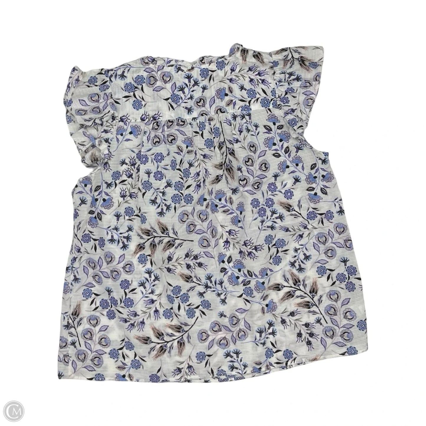 Blouse Short Sleeve By Loft In Blue & White, Size: Mp