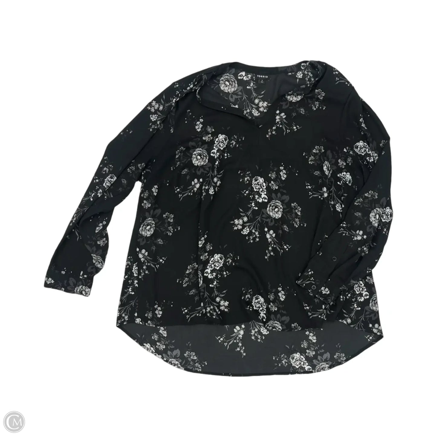 Blouse Long Sleeve By Torrid In Black & Grey, Size: 2x