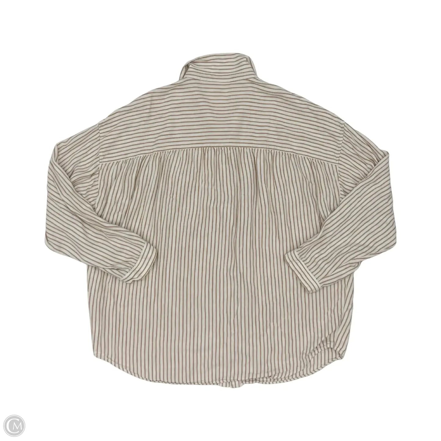 Blouse Long Sleeve By Saltwater Luxe In Brown & Cream, Size: L
