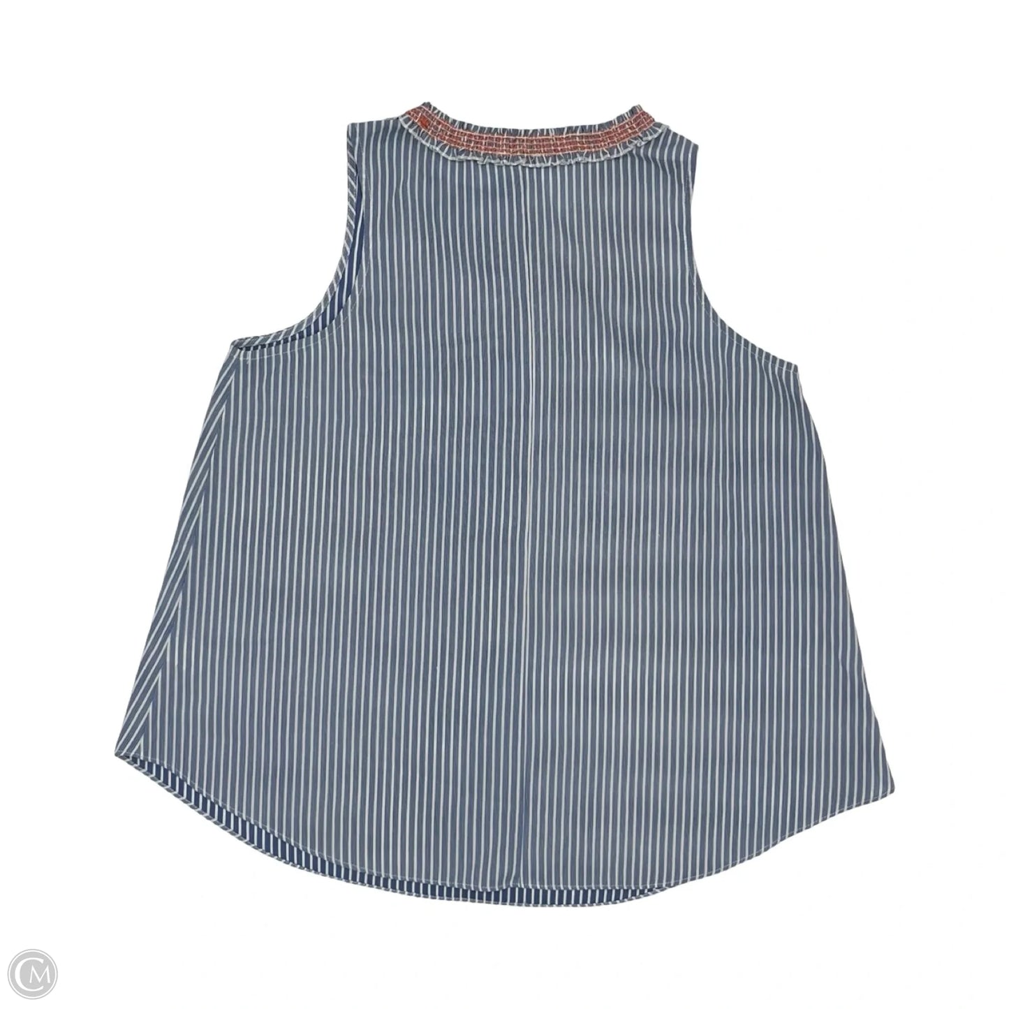 Blouse Sleeveless By Hem & Thread In Blue & White, Size: M