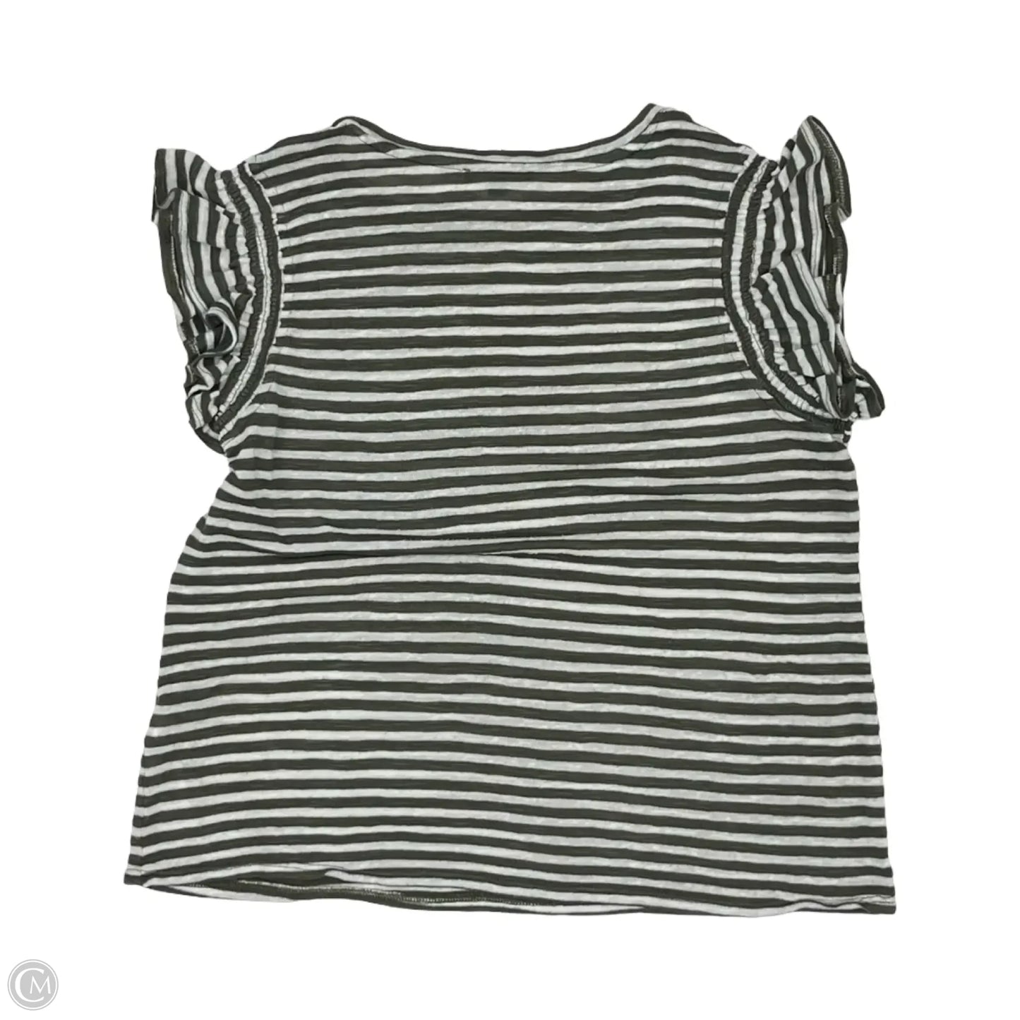 Top Short Sleeve By Adrianna Papell In Green & White, Size: L