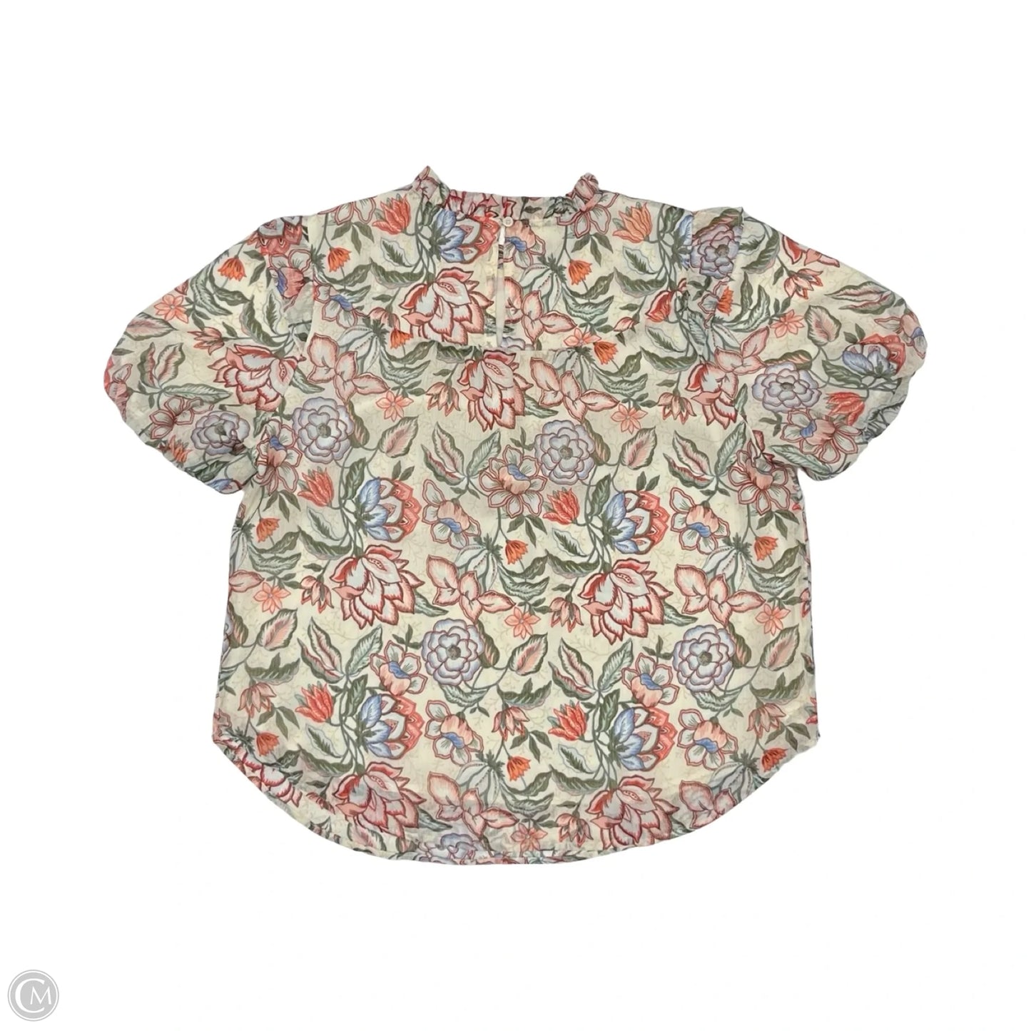 Blouse Short Sleeve By Loft In Cream, Size: L
