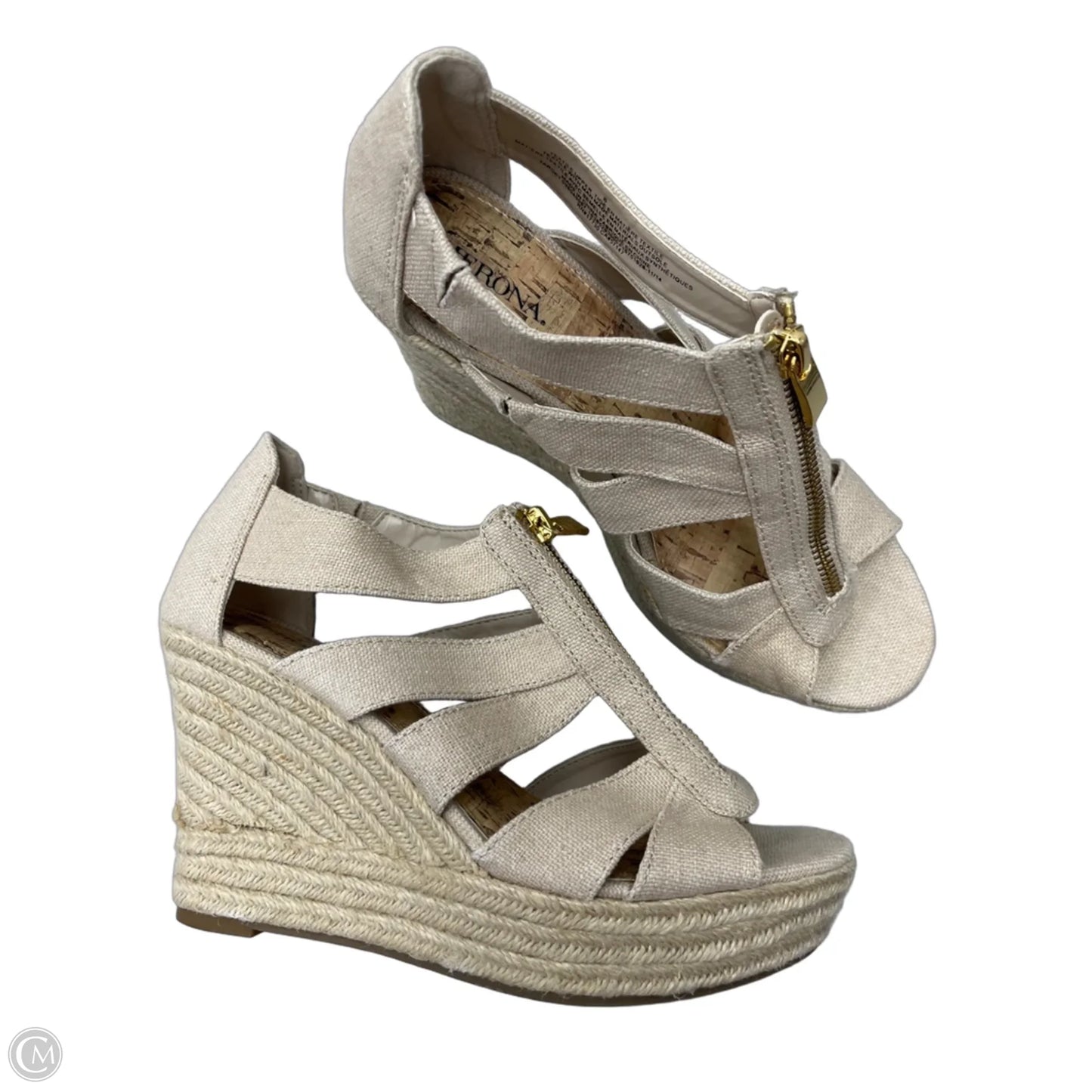 Sandals Heels Wedge By Merona In Tan, Size: 8