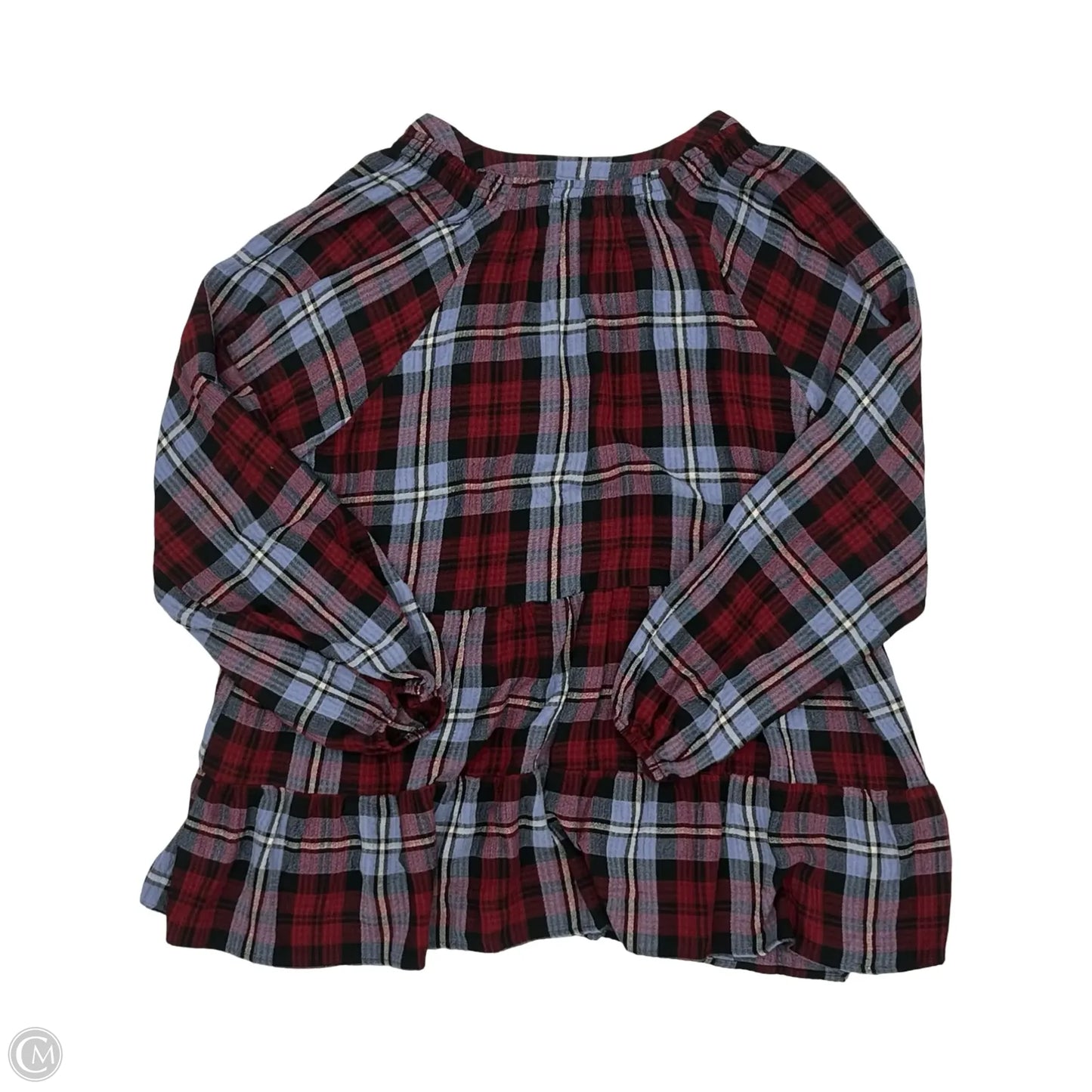 Top Long Sleeve By Maurices In Blue & Red, Size: 2x