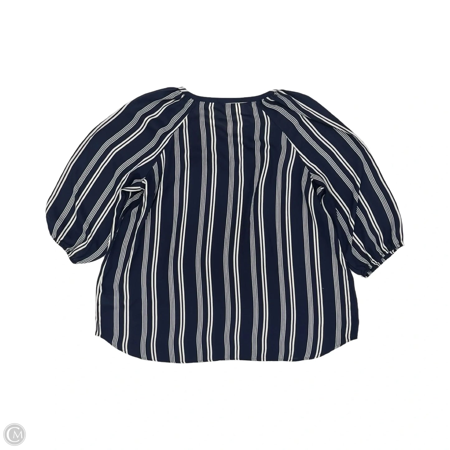 Blouse 3/4 Sleeve By Maurices In Blue & White, Size: 2x