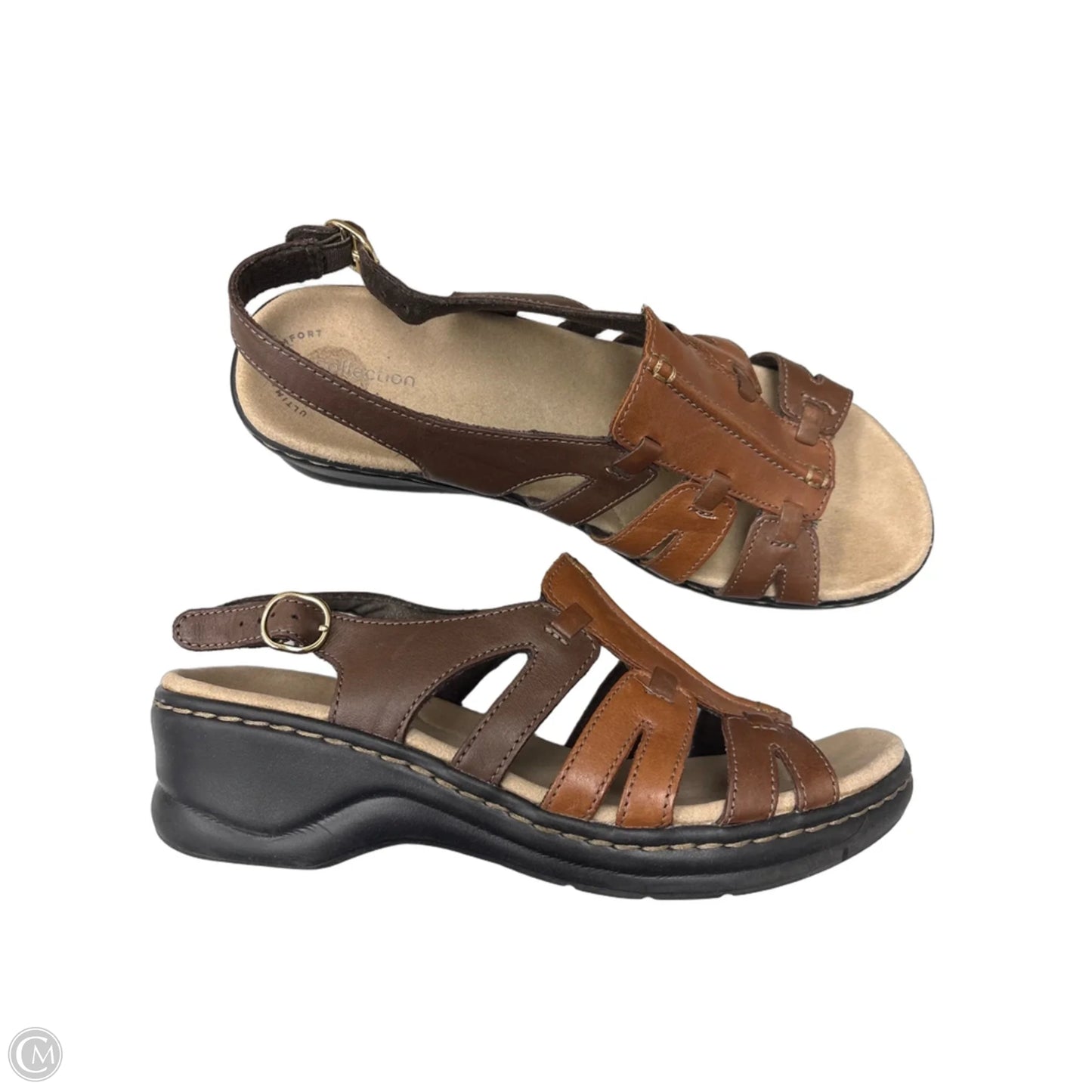 Sandals Heels Block By Clarks In Brown, Size: 8.5