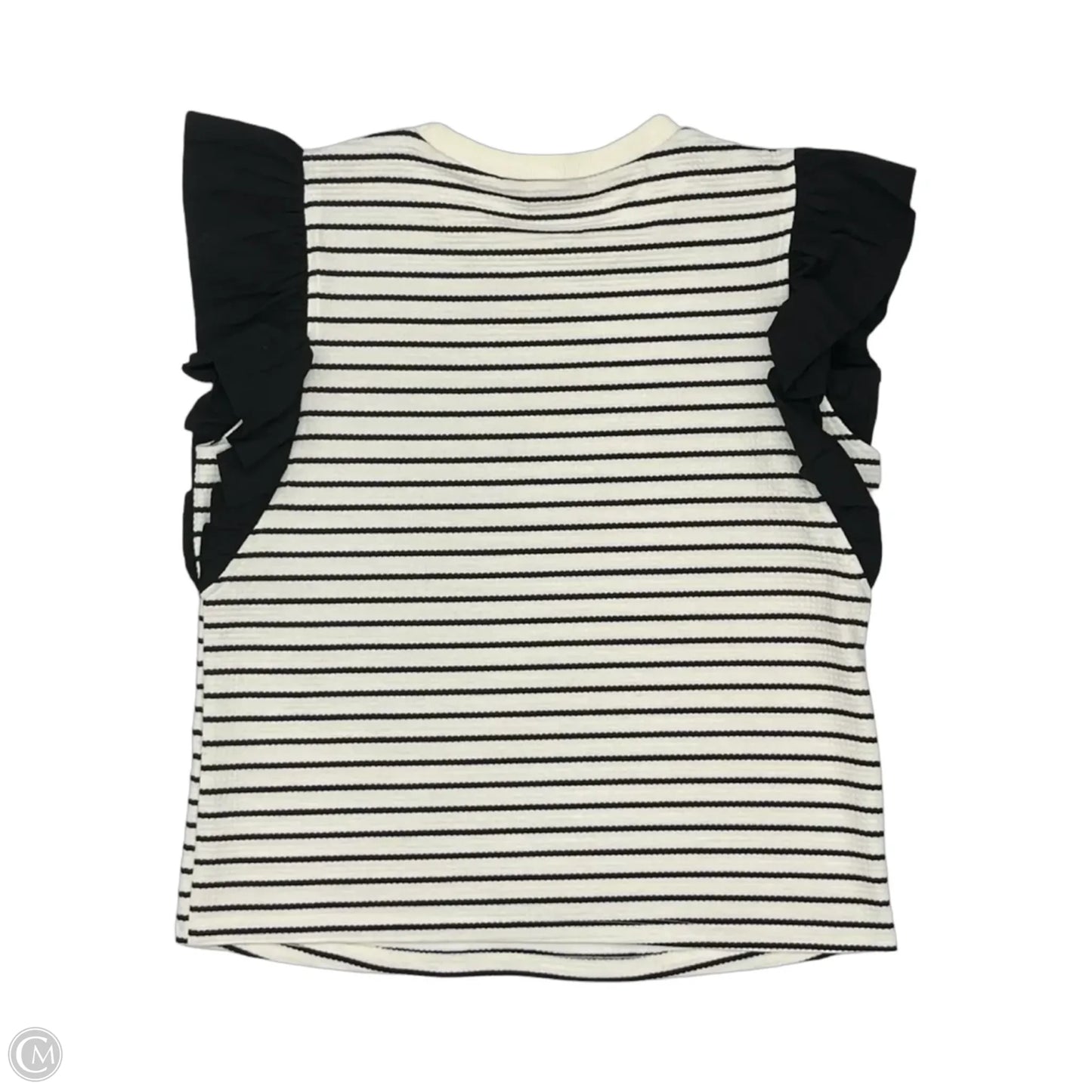 Blouse Short Sleeve By Strut & Bolt In Black & Cream, Size: L