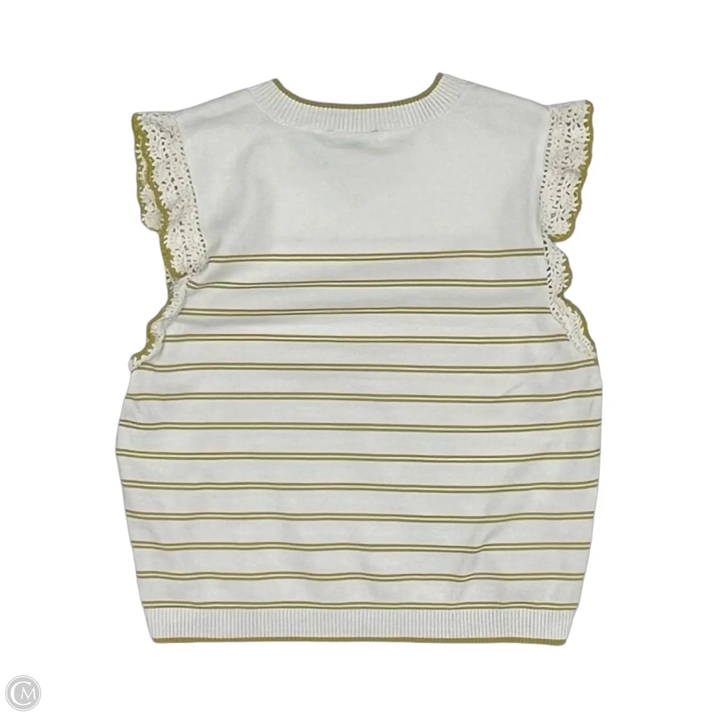 Sweater Short Sleeve By Democracy In Cream & Green, Size: L