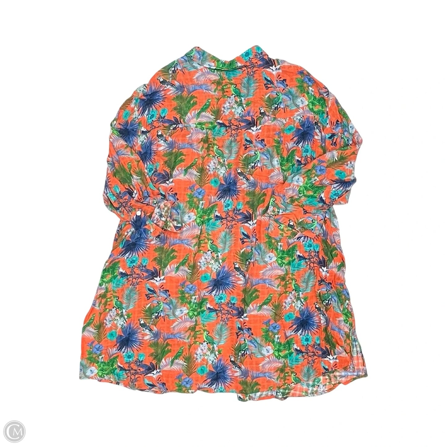 Tunic 3/4 Sleeve By Jane And Delancey In Green & Orange, Size: 1x