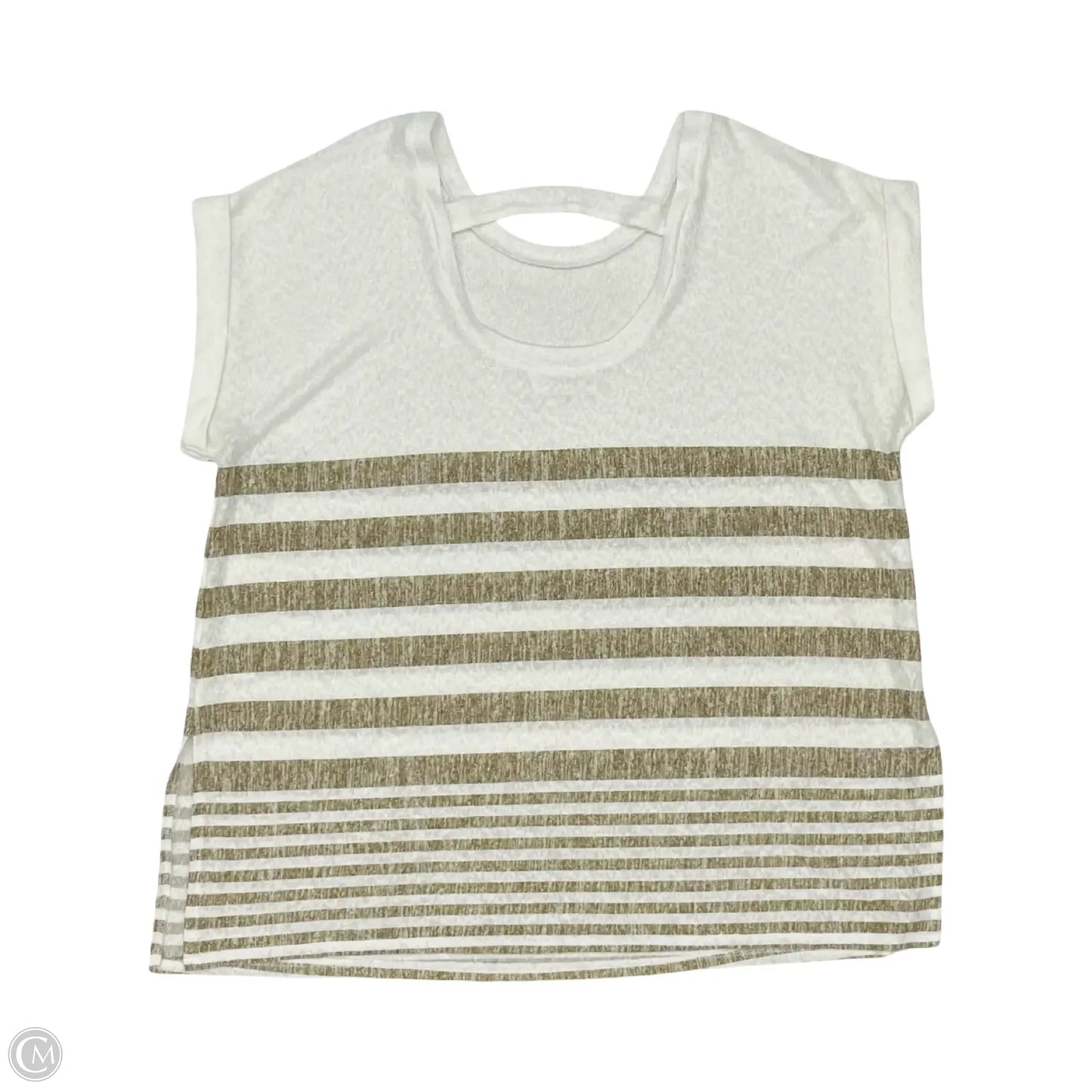 Top Short Sleeve By Clothes Mentor In Tan & White, Size: 1x