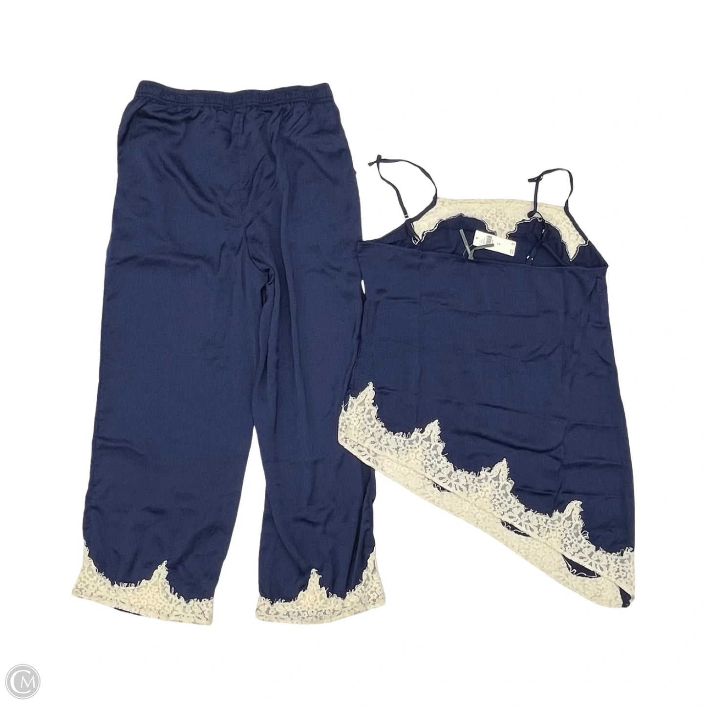 Pajamas 2pc By Anthropologie In Blue & Cream, Size: M