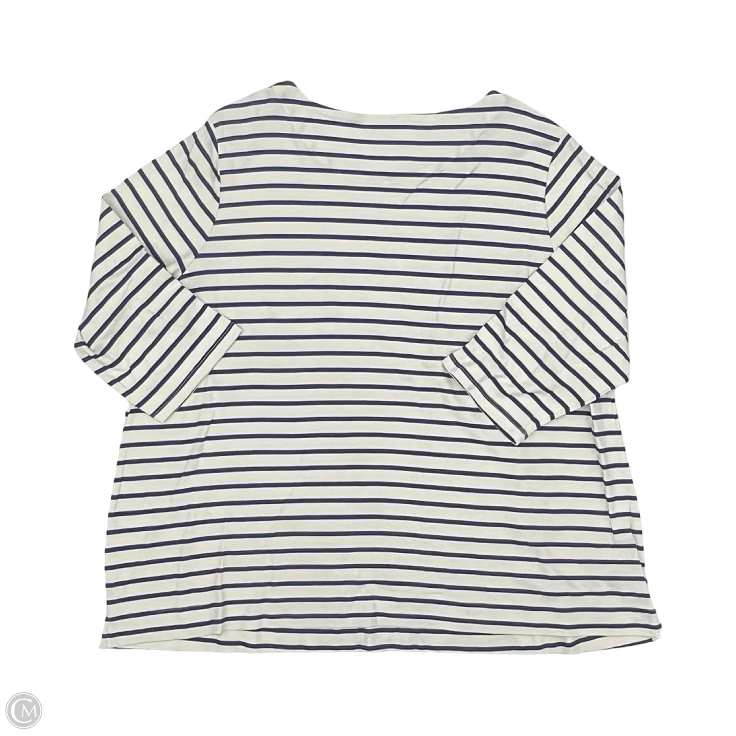 Top 3/4 Sleeve By Croft And Barrow In Blue & White, Size: 4x
