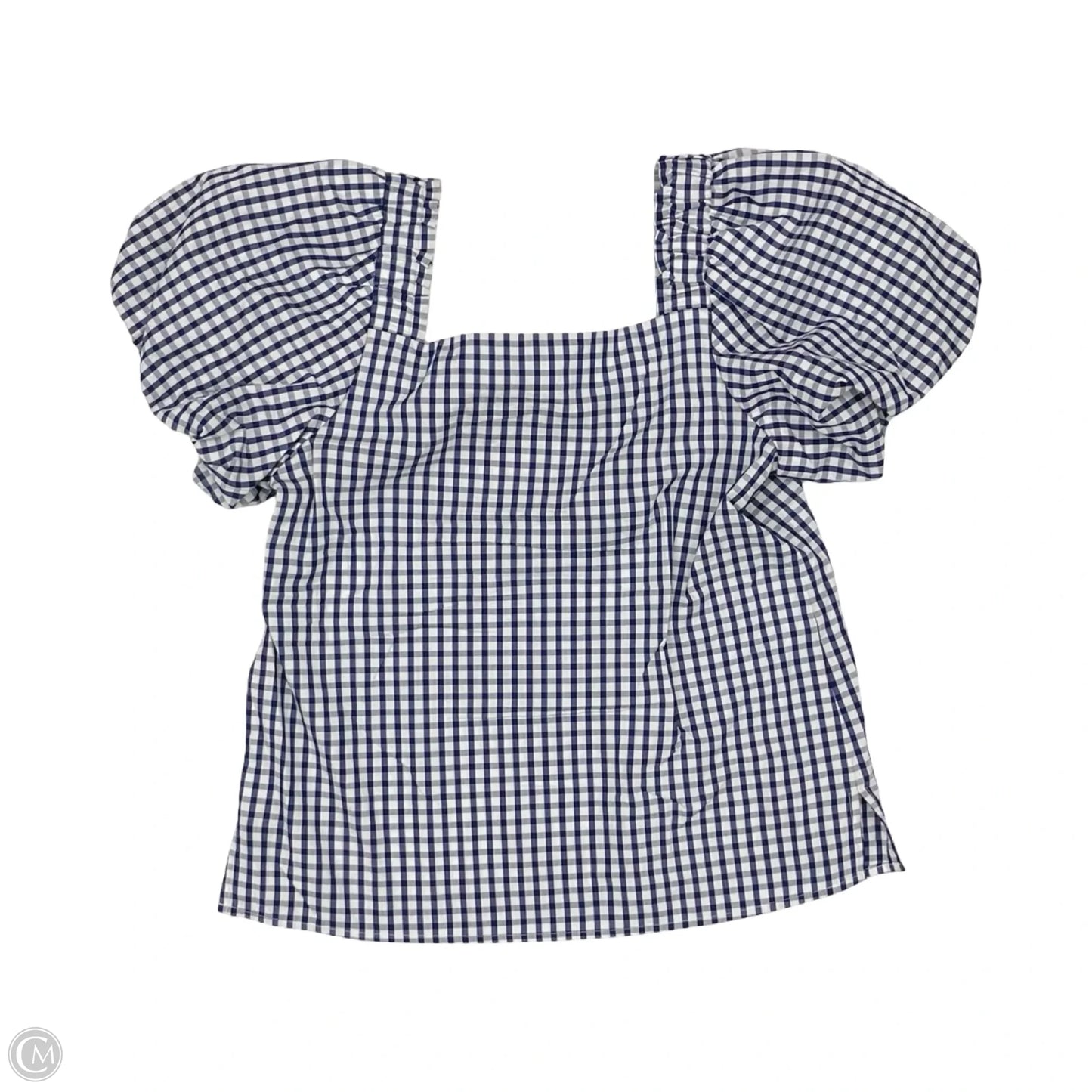 Blouse Short Sleeve By Cece In Blue & White, Size: S