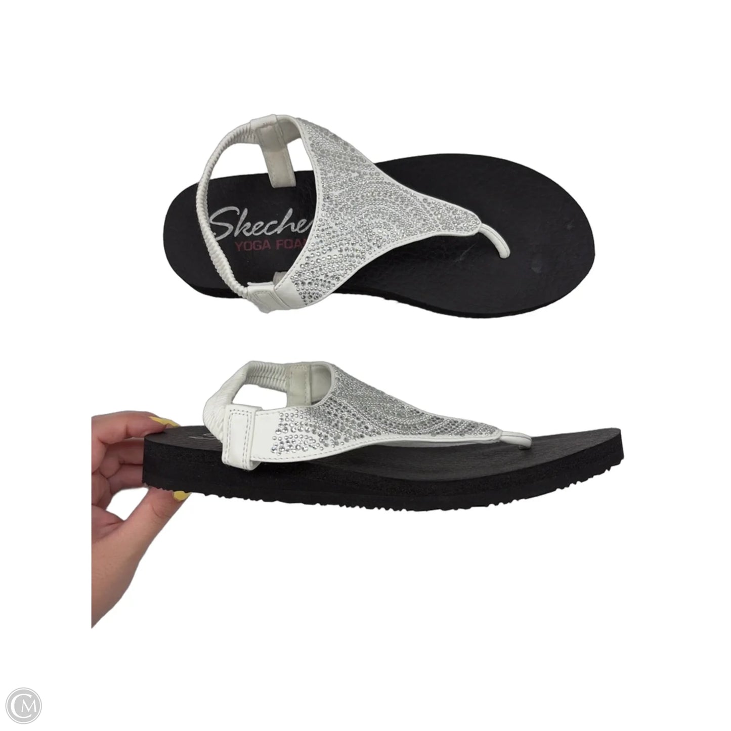 Sandals Flats By Skechers In Black & White, Size: 8