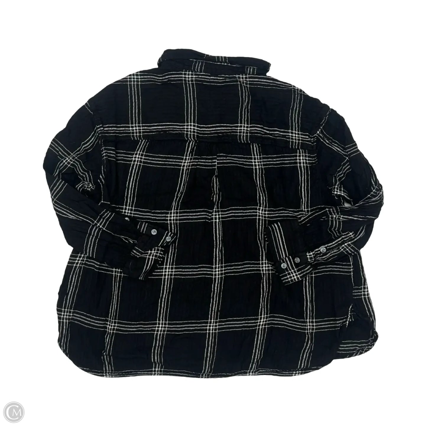 Top Long Sleeve By Terra & Sky In Black & White, Size: 1x