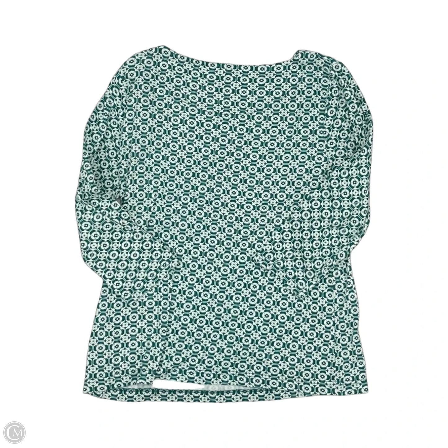 Top 3/4 Sleeve By Croft And Barrow In Green & White, Size: M