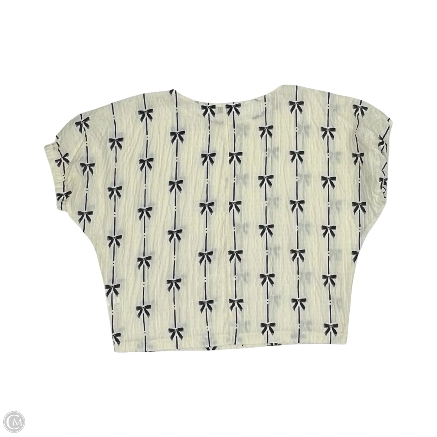 Blouse Short Sleeve By Clothes Mentor In Black & Cream, Size: S