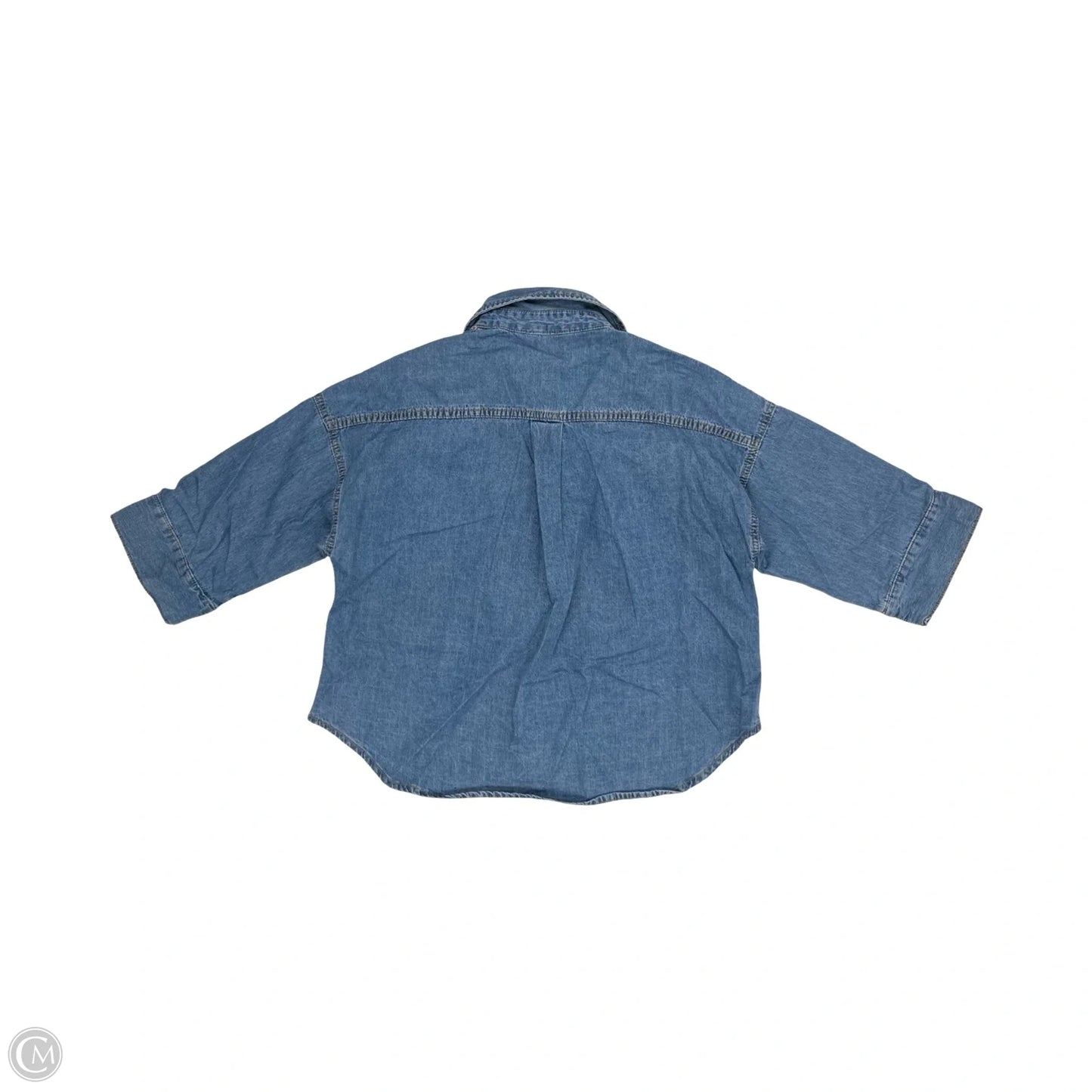 Blouse Short Sleeve By Industry In Blue Denim, Size: S