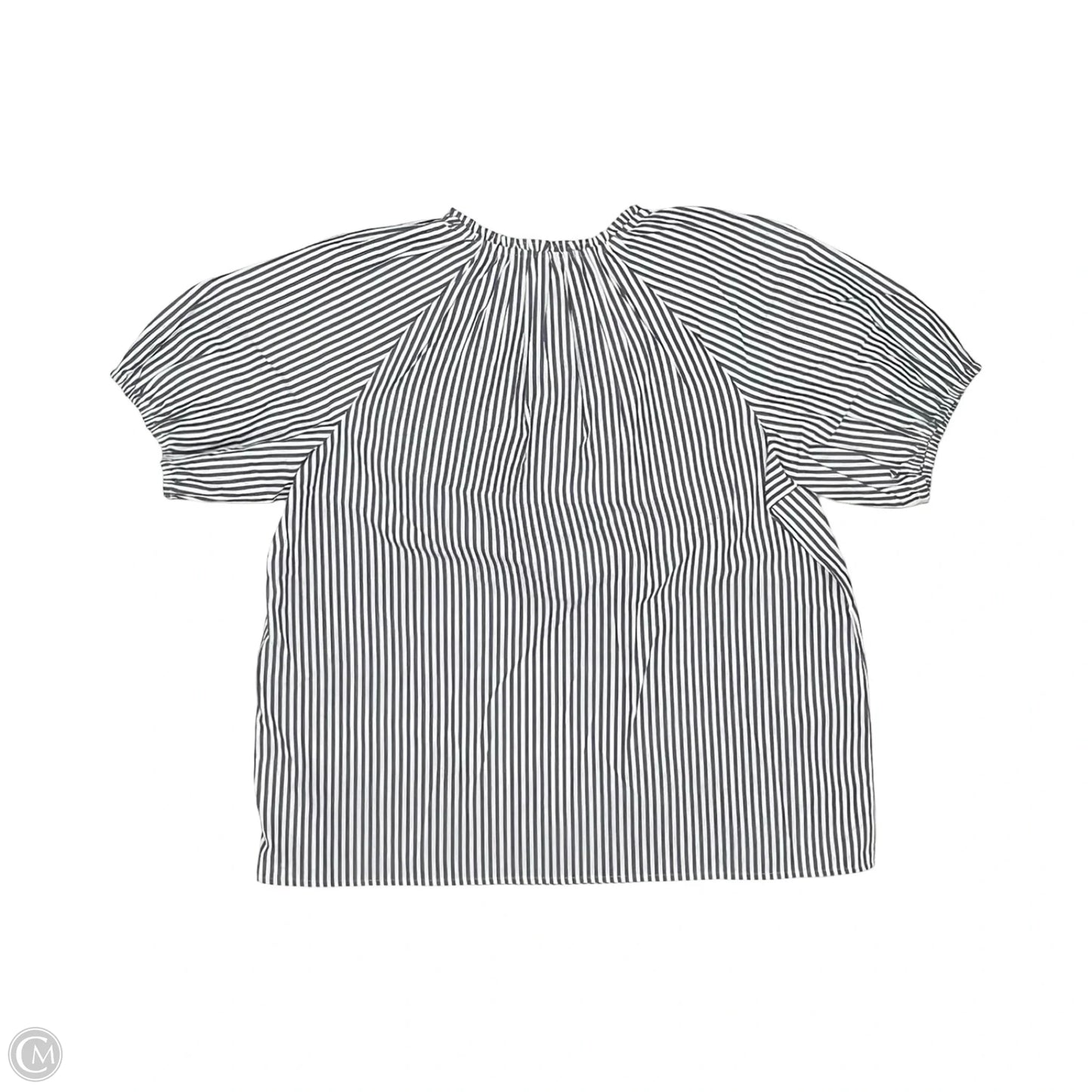 Blouse Short Sleeve By Cato In Grey & White, Size: L