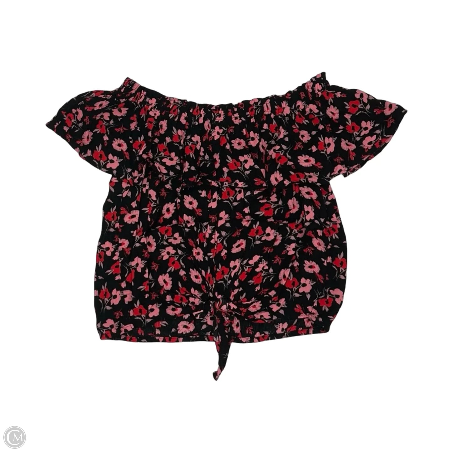 Blouse Short Sleeve By Express In Black & Pink, Size: S
