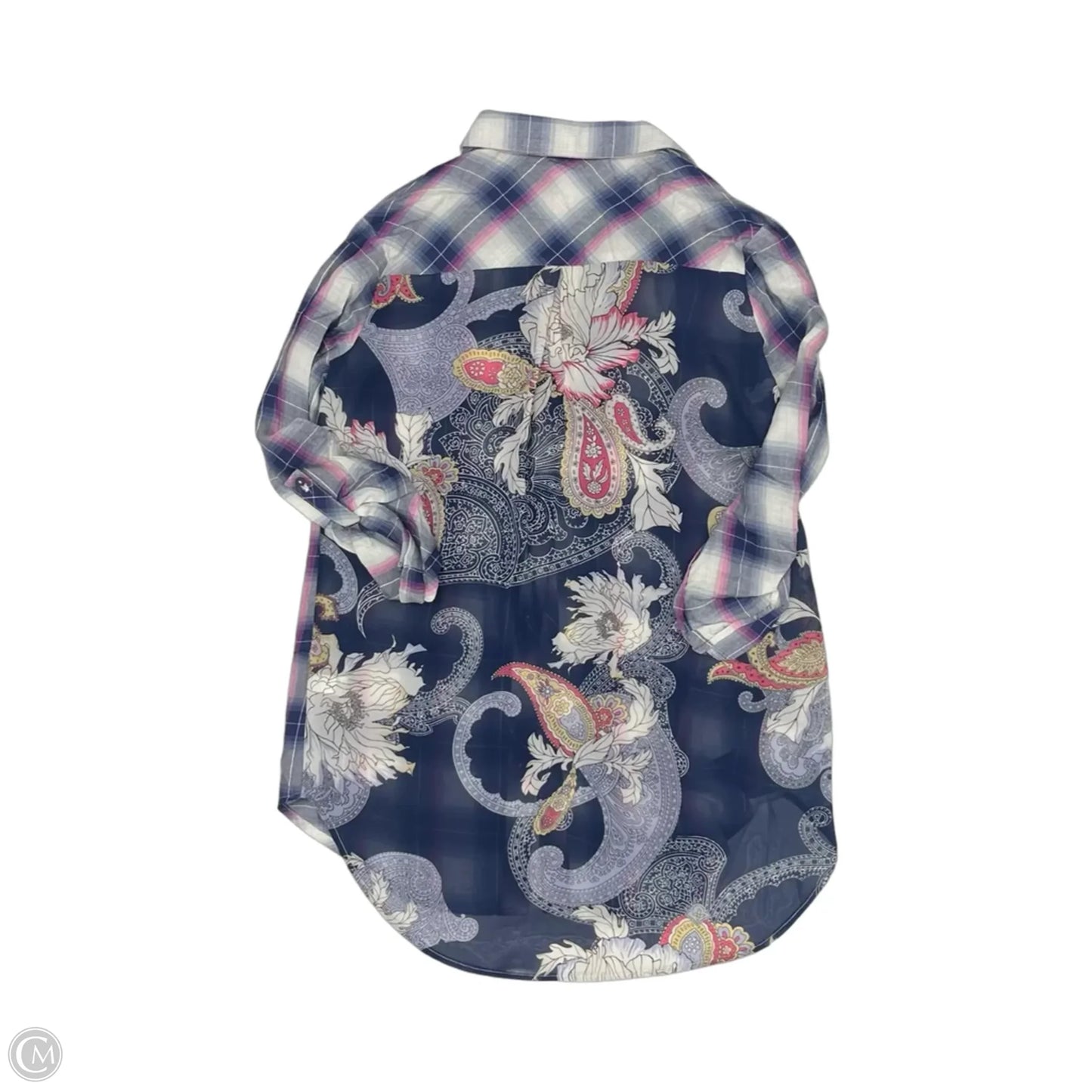 Blouse Long Sleeve By Melissa Paige In Blue & Pink, Size: M